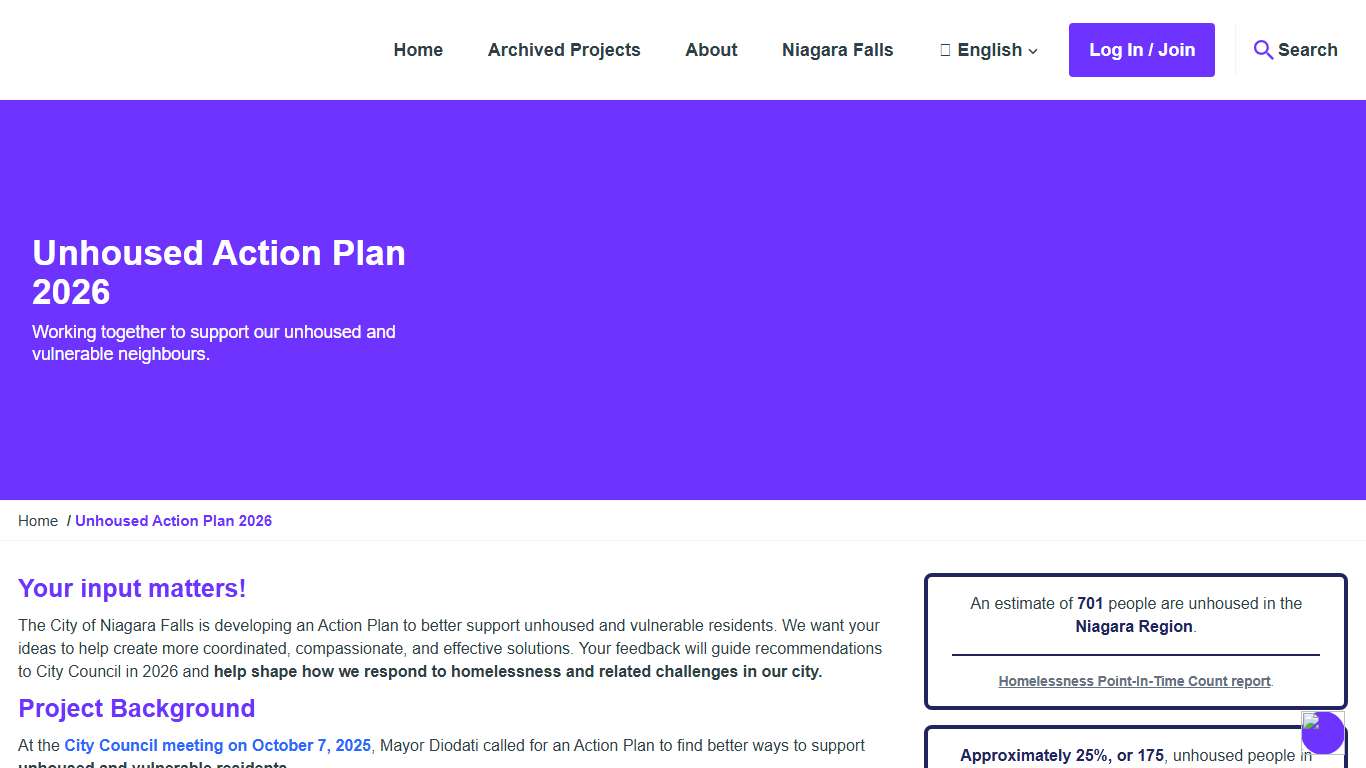 Unhoused Action Plan 2026 Let’s Talk Niagara Falls